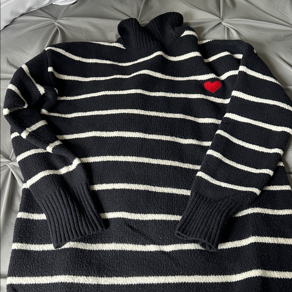 Jessica Simpson Navy and White Knit Sweater Dress - Picture 3 of 3